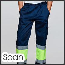 Pantalón de trabajo multibolsillos para vestuario laboral de alta visibilidad modelo Soan